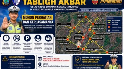 Satlantas Rekayasa Lalin, Sebagian Jalan Ditutup, Ini Lokasi Parkir Roda 2 dan Roda 4, Tabliqh Akbar UAS di Kotamobagu