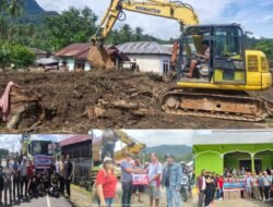 Komunitas Wartawan Peduli Bencana, Turunkan Exavator Untuk Korban Banjir Bandang Solimandungan 
