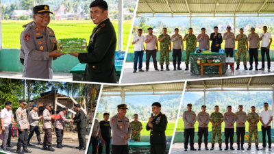 Soliditas TNI-Polri, Polsek Lolayan Beri Kejutan HUT ke-81 TNI di Koramil 1303/BM-04 Lolayan